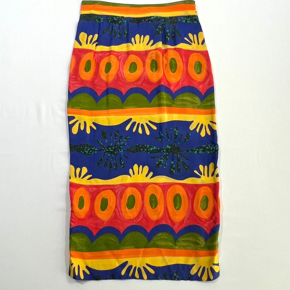 Vintage‎ Dorothy Schoelen Maxi Skirt 14 Fits Medium 30" Waist Rayon Art To Wear